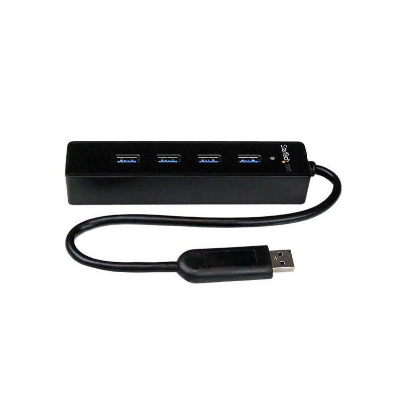 StarTech.com Adaptador Concentrador Hub Ladrón USB 3.0 Super Speed Portátil de 4 Puertos Salidas - Negro