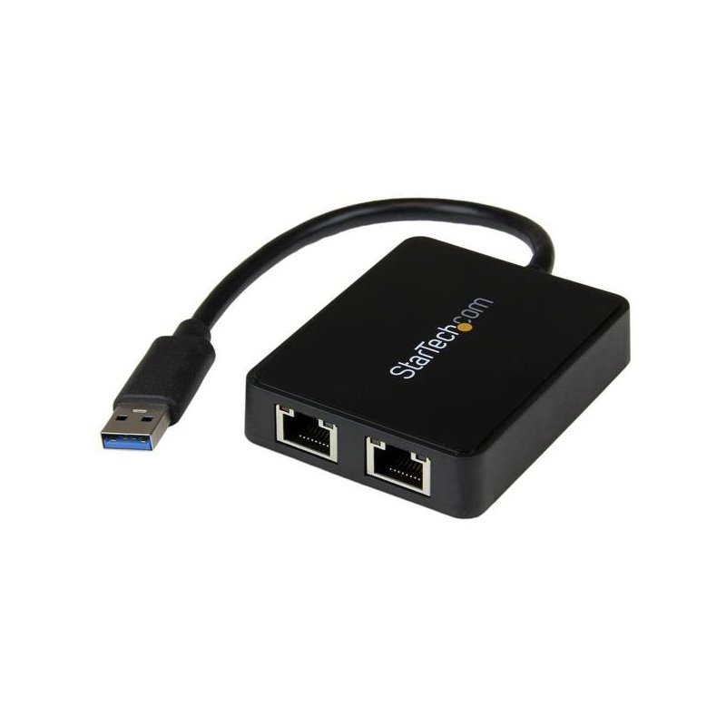 StarTech.com Adaptador Tarjeta de Red NIC Externa USB 3.0 2 Puertos Gigabit Ethernet RJ45 y Puerto USB