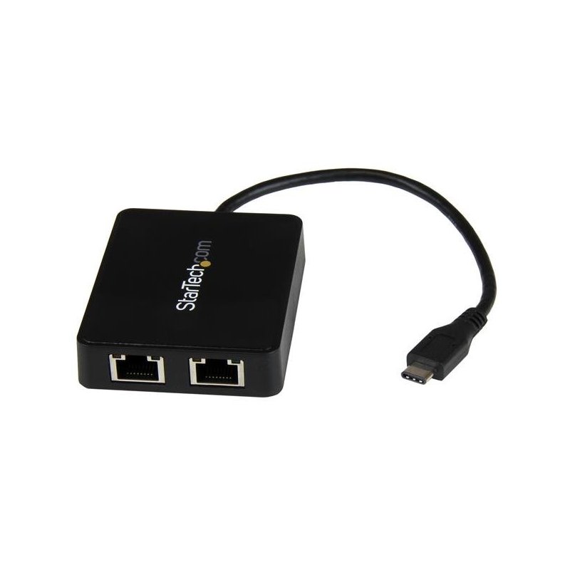 StarTech.com Adaptador de Red USB-C con Dos Puertos Ethernet Gigabit y Puerto Adicional USB (Type-A)