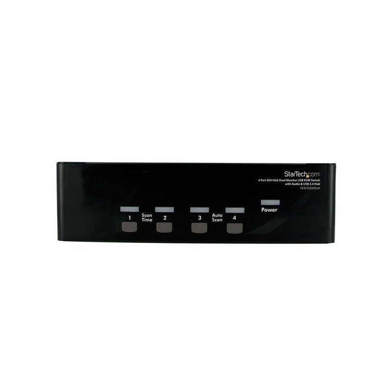 StarTech.com Conmutador Switch KVM 4 Ordenadores 2 Monitores Dobles DVI VGA Audio Puertos USB 1920x1440