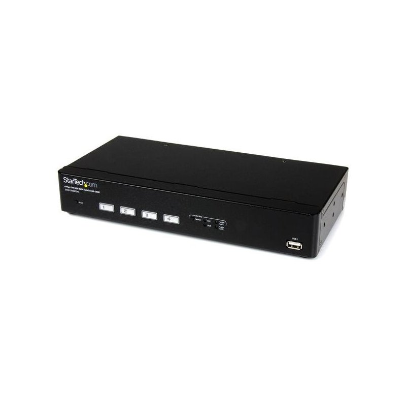 StarTech.com Switch Conmutador KVM de 4 Puertos DVI con Tecnología de Conmutado Rápido (DDM) y Cables