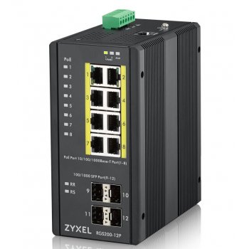 Zyxel RGS200-12P Gestionado L2 Gigabit Ethernet (10 100 1000) Negro Energía sobre Ethernet (PoE)