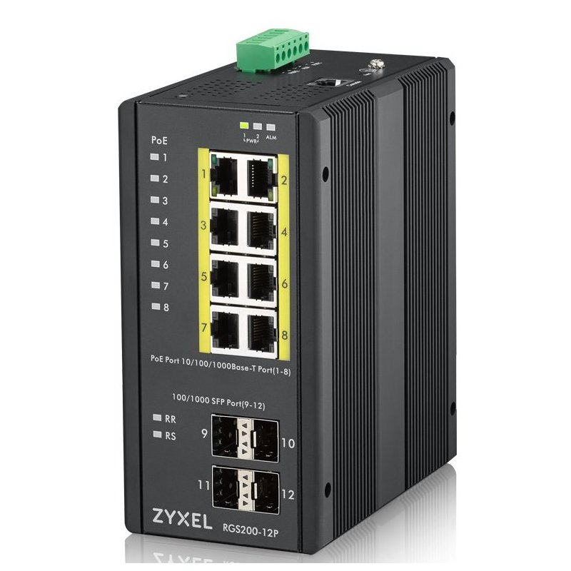 Zyxel RGS200-12P Gestionado L2 Gigabit Ethernet (10 100 1000) Negro Energía sobre Ethernet (PoE)