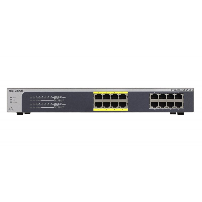 Netgear ProSafe Plus JGS516PE No administrado L3 Gigabit Ethernet (10 100 1000) Negro Energía sobre Ethernet (PoE)
