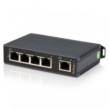 StarTech.com Switch Conmutador Industrial Ethernet de 5 Puertos RJ45 de Montaje en Carril DIN