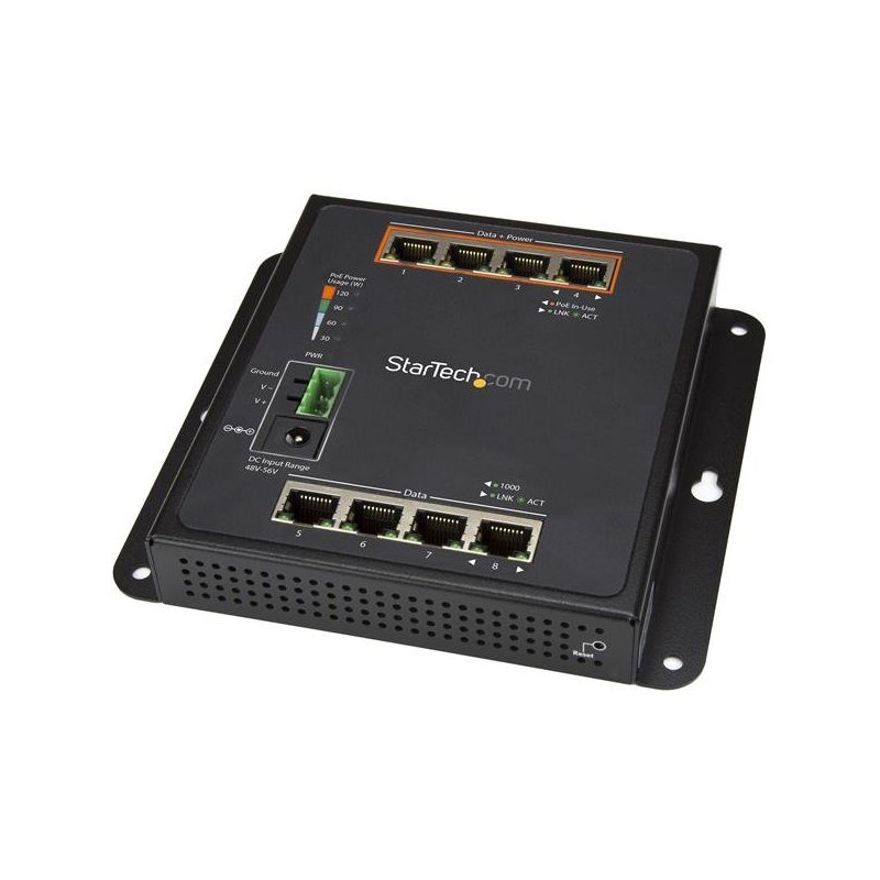StarTech.com Switch Conmutador de Red Gigabit Ethernet con 8 Puertos (4 PoE+) - 30W por Puerto - de Pared - Gestionado