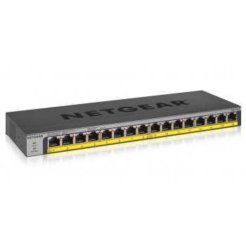 Netgear GS116LP No administrado Gigabit Ethernet (10 100 1000) Negro Energía sobre Ethernet (PoE)