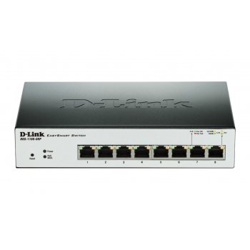 D-Link DGS-1100-08P switch Gestionado L2 Gigabit Ethernet (10 100 1000) Negro Energía sobre Ethernet (PoE)