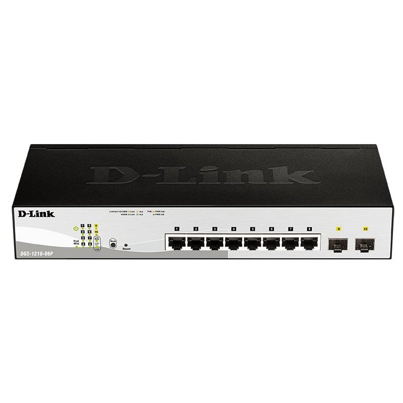 D-Link DGS-1210-08P switch L2 Gigabit Ethernet (10 100 1000) Negro Energía sobre Ethernet (PoE)