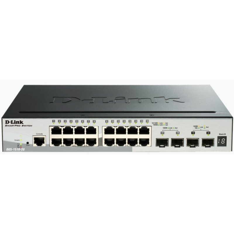 D-Link DGS-1510-20 switch Gestionado L3 Gigabit Ethernet (10 100 1000) Negro