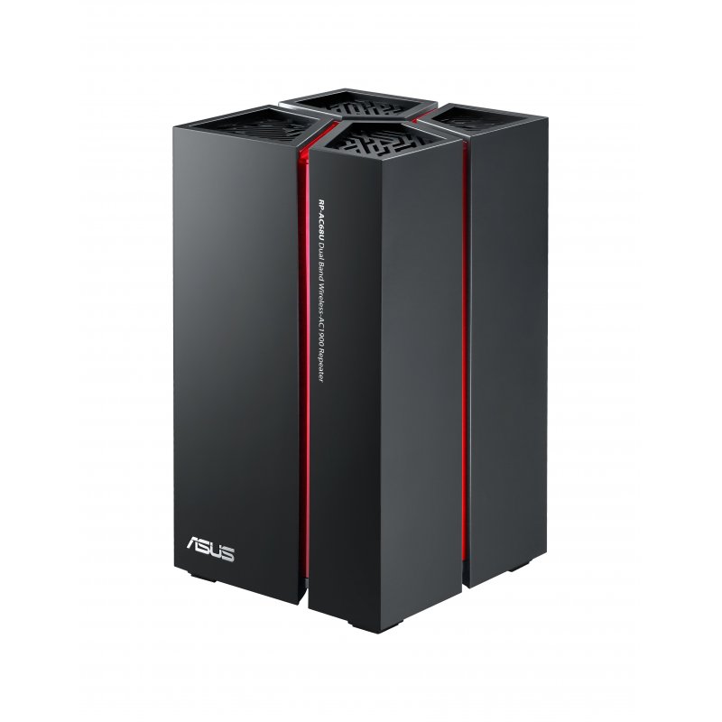 ASUS RP-AC68U router inalámbrico Doble banda (2,4 GHz   5 GHz) Gigabit Ethernet Negro, Rojo