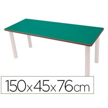 Mesa ala mobeduc t6 rectangular patas de tubo metal tablero mdf laminado 150x45 cm