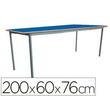 Mesa extensible mobeduc t6 estructura cuadrada patas de tubo metal tablero mdf laminado extensible 200x60 cm