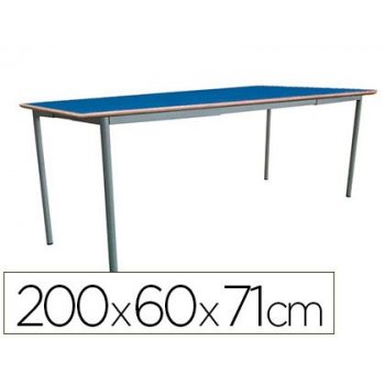 Mesa extensible mobeduc t5 estructura cuadrada patas de tubo metal tablero mdf laminado extensible 200x60 cm