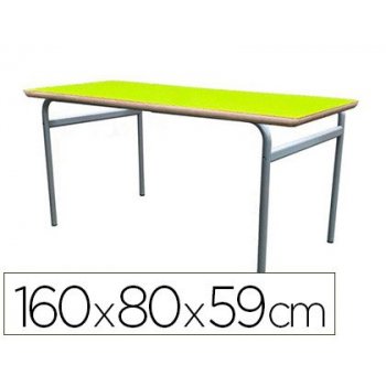 Mesa infantil mobeduc t3 extensible estructura redonda patas de tubo metal tablero mdf laminado 160x80 cm