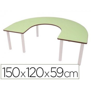 Mesa ala infantl mobeduc t3 en u patas de tubo metal tablero mdf laminado 150x120 cm