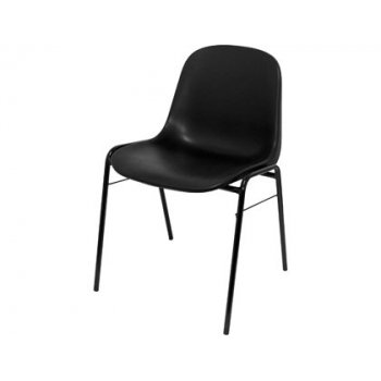 Silla pyc alborea confidente estructura tubo metal negra asiento y respaldo pvc ergonomica y apilable negro