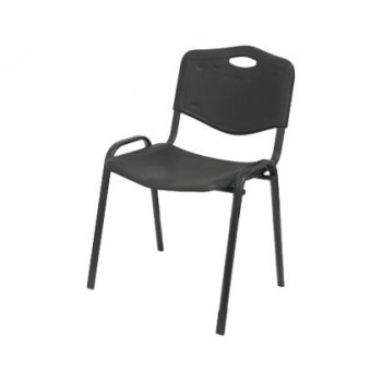 Silla pyc robledo confidente estructura metal negra asiento y respaldo pvc ergonomica y apilable negro