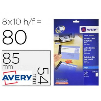 Avery Zweckform C32015-10 tarjeta de visita Inyección de tinta Papel 80 pieza(s)