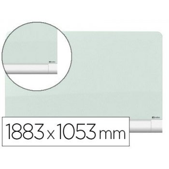 Nobo Pizarra de cristal Diamond magnética color blanco 1883x1059 mm con esquinas redondeadas