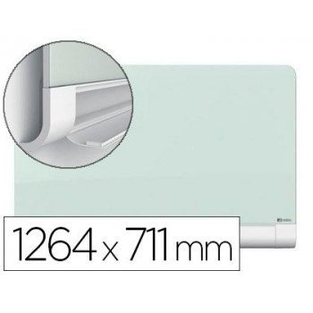 Nobo Pizarra de cristal Diamond magnética color blanco 1264x711 mm con esquinas redondeadas