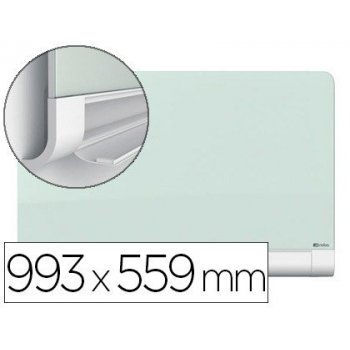 Nobo Pizarra de cristal Diamond magnética color blanco 993x559 mm con esquinas redondeadas