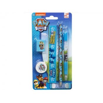 Set escolar paw patrol con 5 piezas portaminas lapiz sacapuntas goma y regla