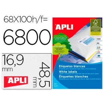 APLI Labels 48.5 x 16.9mm etiqueta autoadhesiva Blanco 6800 pieza(s)