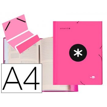 Carpeta liderpapel antartik clasificadora a4 12 departamentos gomas carton forrado color rosa