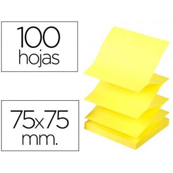 Bloc de notas adhesivas quita y pon q-connect 75x75 mm amarillo neon zig-zag