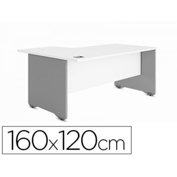 Mesa rocada serie work 160x120 cm izquierda acabado ab04 aluminio blanco