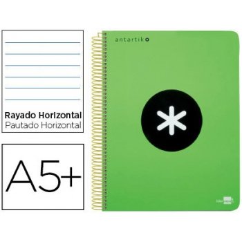 Cuaderno espiral liderpapel a5 antartik tapa dura 80 h 100g horizontal con margen color verde