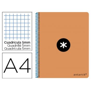 Cuaderno espiral liderpapel a-4 antartik tapa dura 80h 1 00 gr cuadro 5mm con margencolor naranja fluor