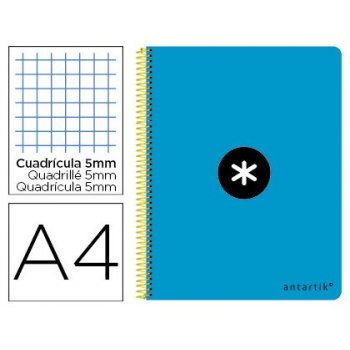 Cuaderno espiral liderpapel a-4 antartik tapa dura 80h 1 00 gr cuadro 5mm color azul