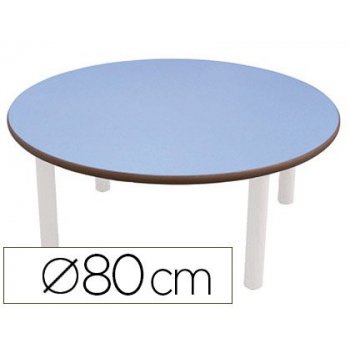 Mesa infantil mobeduc redonda talla 1 patas de tubo metalicotablero mdf laminado diametro 80cm