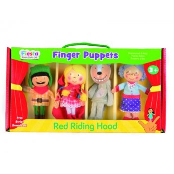 Marioneta fiesta crafts de tela para mano y dedos caperucita roja 17x33 cm caja de 4 unidades