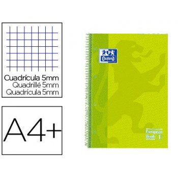 Cuaderno espiral oxford ebook 1 tapa extradura din a4+ 80 h cuadricula 5 mm lima touch