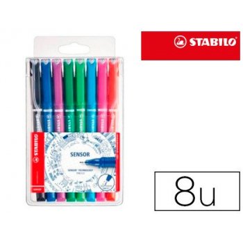 STABILO SENSOR pluma estiligráfica Negro, Azul, Verde, Lila, Rosa, Rojo, Turquesa 8 pieza(s)