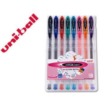 Boligrafo uni ball um-120 signo 0,7 mm tinta gel estuche de 8 colores basicos