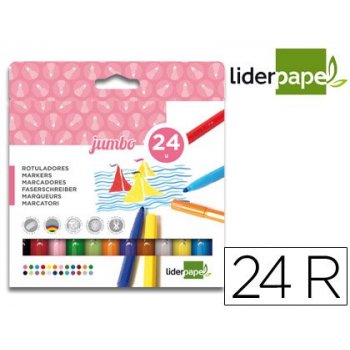 Rotulador liderpapel jumbo caja 24 colores