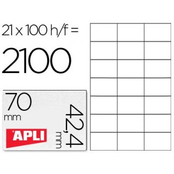 APLI Labels 70 x 42.4mm etiqueta autoadhesiva Blanco 2100 pieza(s)