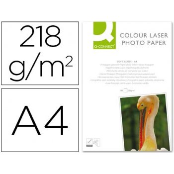 Papel q-connect foto glossy din a4 para fotocopiadoras e impresoras laser -paquete de 100 hojas 218 gr
