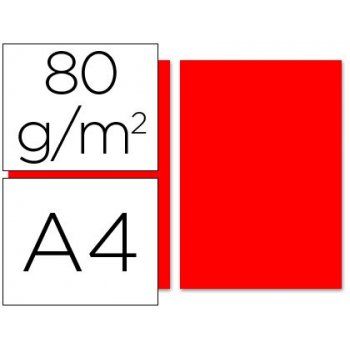 Papel color liderpapel a4 80g m2 rojo paquete de 100