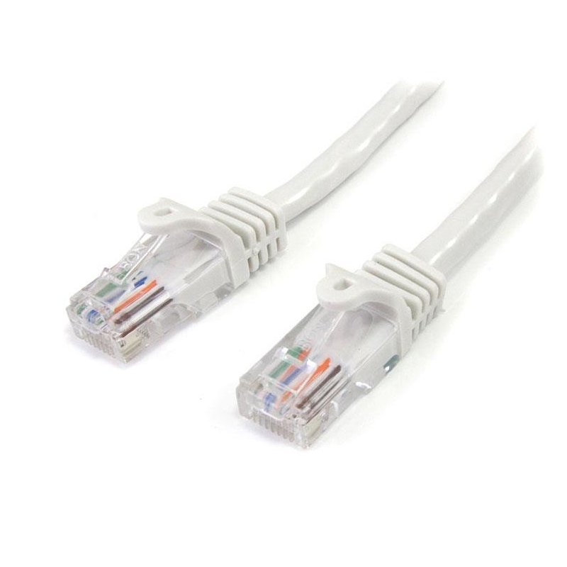 StarTech.com Cable de 2m Blanco de Red Fast Ethernet Cat5e RJ45 sin Enganche - Cable Patch Snagless