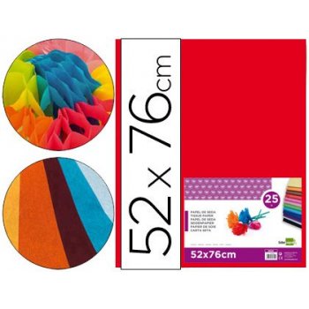 Papel seda liderpapel rojo 52x76 cm 18 gr -paquete de 25 hojas