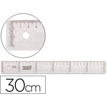 Regla liderpapel 30 cm plastico cristal