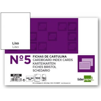 Ficha liderpapel lisa nº5 160x220mm paquete de 100 180g