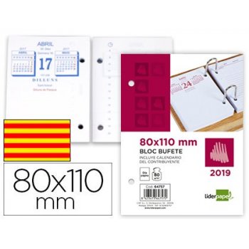 Bloc bufete liderpapel 80x110mm 2019 papel 80 gr texto en catalan