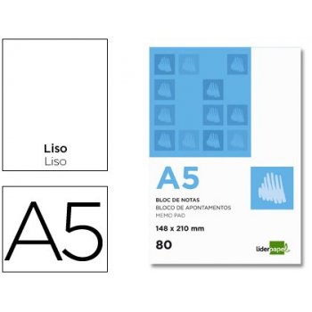 Bloc notas liderpapel liso a5 80 hojas 60g m2 perforado