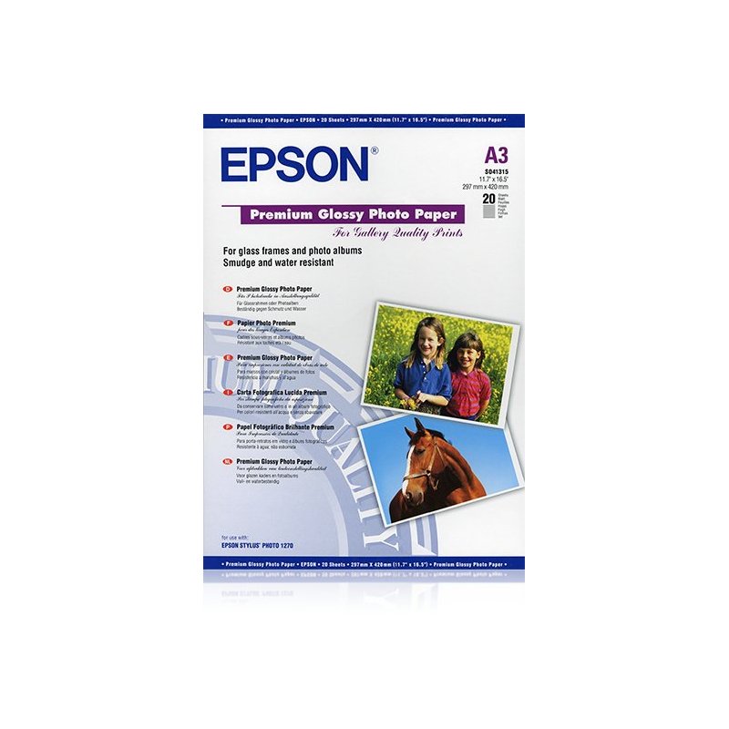 Epson Premium Glossy Photo Paper, DIN A3, 255 g m², 20 hojas